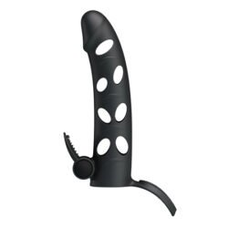 titreşimli realistik siyah zenci uzatmalı penis kılıfı