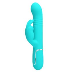 multifonsiyonlu Çift motorlu rabbit vibratör oynarbaşlı silikon turkuaz vibratör