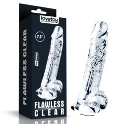 19 cm şeffaf realistik dildo penis, testisli silikon 19 cm şeffaf dildo penis