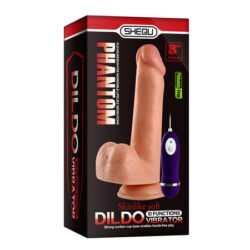 19.5 cm vantuzlu realistik vibratör penis, tam realistik, her türlü düz zemine yapışabilir